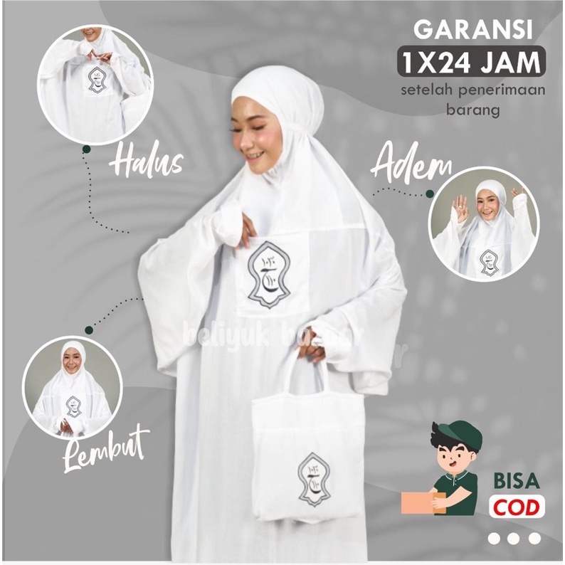 BeliYuk.Bazaar Mukena Terusan Bali Terompah Polosan Putih Mukenah Dewasa Jumbo Rayon 5 Variasi Warna