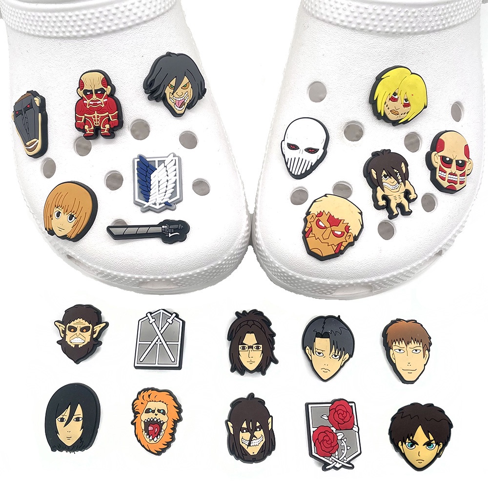 Attack on titan Crocs Gesper Sepatu Karakter Anime Kartun Jibbitz DIY Dapat Dilepas sandal decorate Lubang Sepatu Pin accessories hadiah anak laki