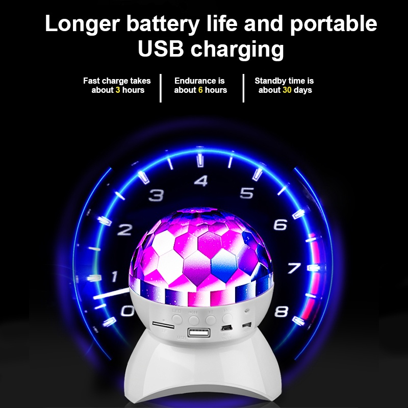 ♥Ready Stock♥Lampu proyeksi speaker mikrofon Bluetooth dengan lampu disko LED lampu disko nirkabel