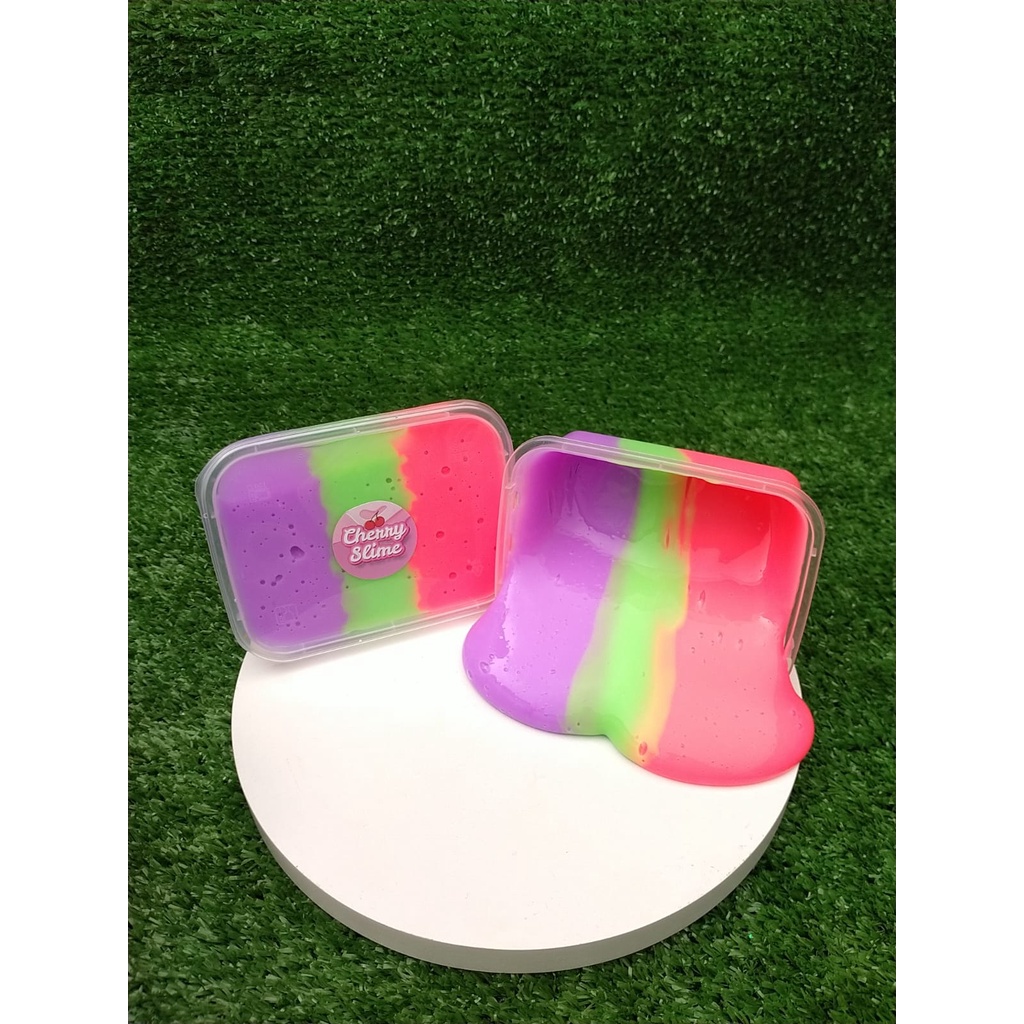 SLIME TOFU TIGA WARNA/SLIME UNGU HIJAU PINK/SLIME JIGGLY/SLIME MURAH/SLIME FUYU/SLIME VARIASI