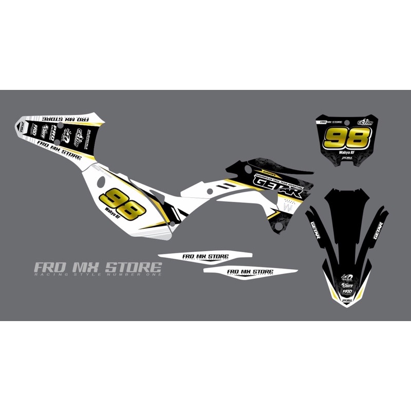 Decal Custome KLX Gordon Cutting Gold Hitam putih sky orange gopro dll