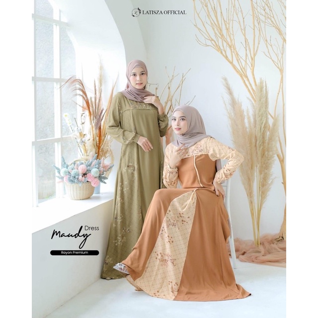 MAUDY DRESS | gamis dress musli terbaru 2022 by Latisza hijab original