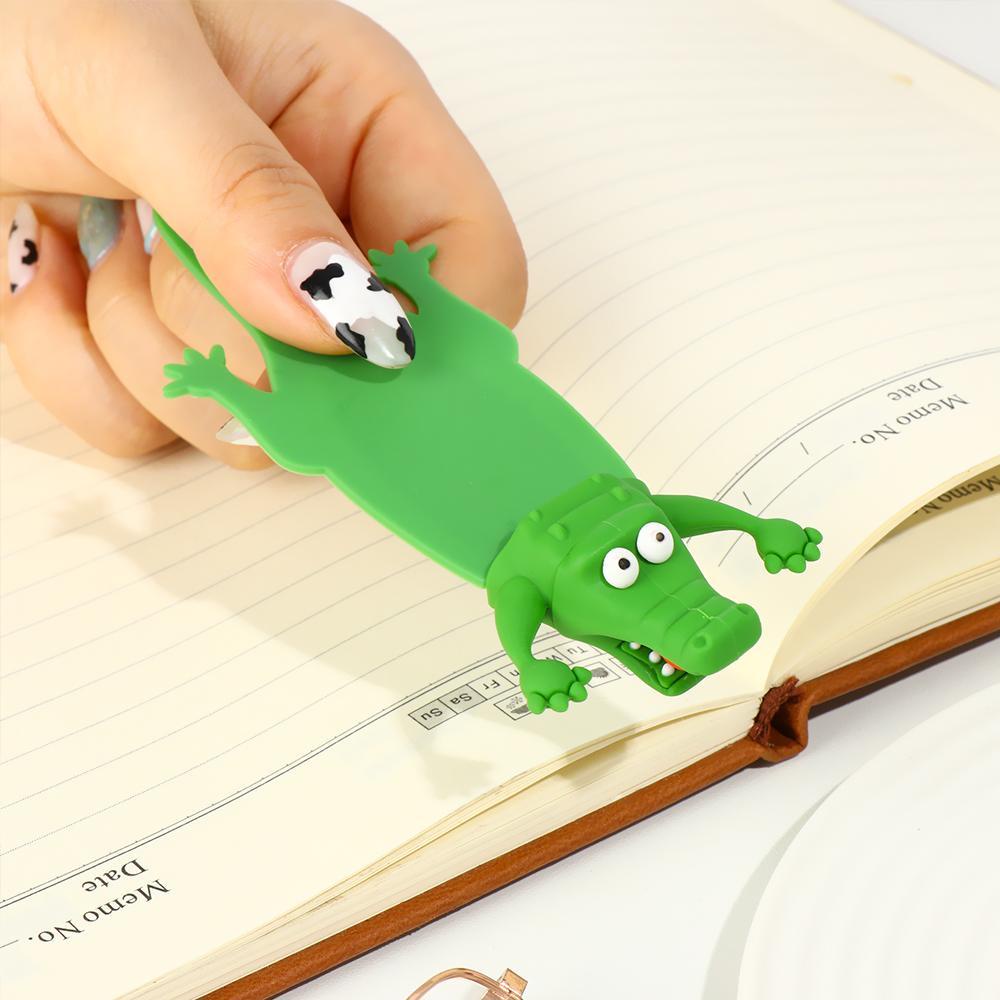 Preva 3D Bookmark Alat Tulis Hadiah Anak Crocodile PVC Bookmark Halaman Perlengkapan Sekolah