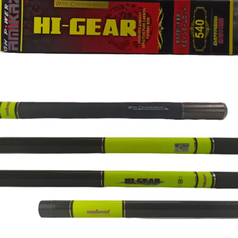 Joran pancing tegek KAMIKAZE HI GEAR 540 Carbon plus bonus