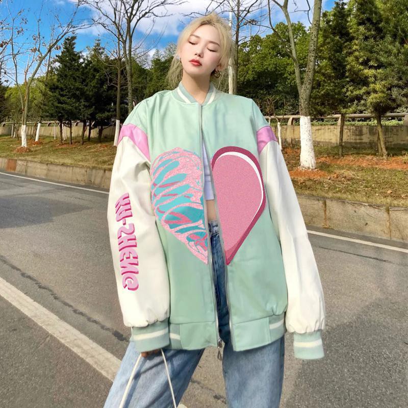 Jaket wanita Love baseball jaket oversize - jaket varsity - jaket bomber wanita