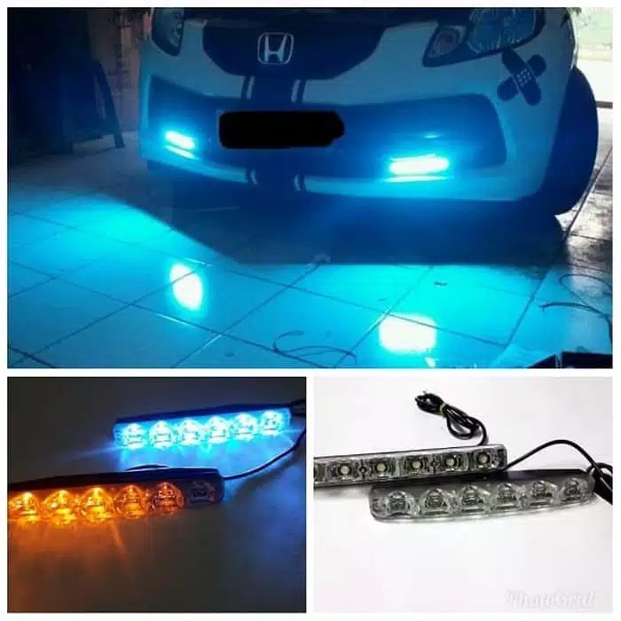 LAMPU DRL 2 WARNA SENJA GRILL &amp; SEIN RUNNING MOBIL WATERPROOF 6 MATA