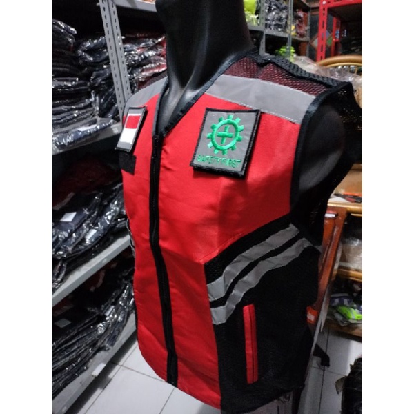 ROMPI SAFETY MERAH FULL LOGO HSE VELCRO PEREKAT MENYALA