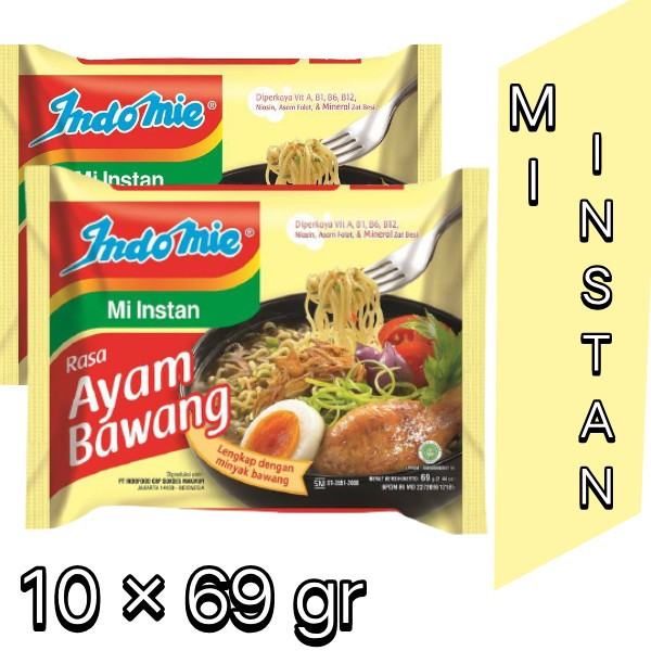 

Indomie Ayam Bawang 69 gr isi 10 pcs