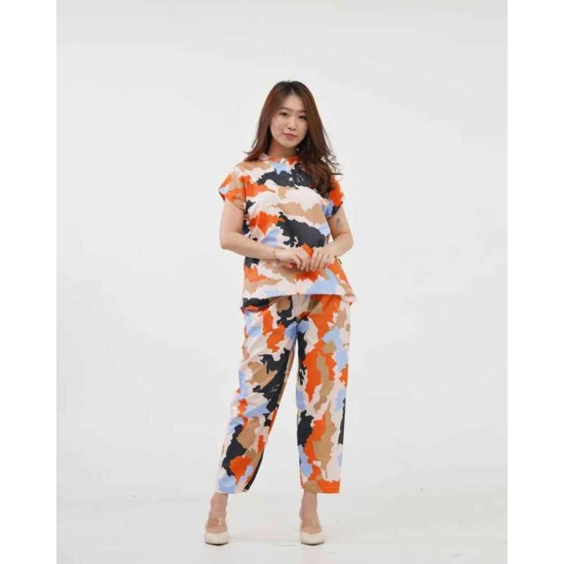 IZANY Piyama Dewasa Daily Set / One Set Aeon all size Lengan Pendek Allsize-TIEDYE ASEAN PEACH