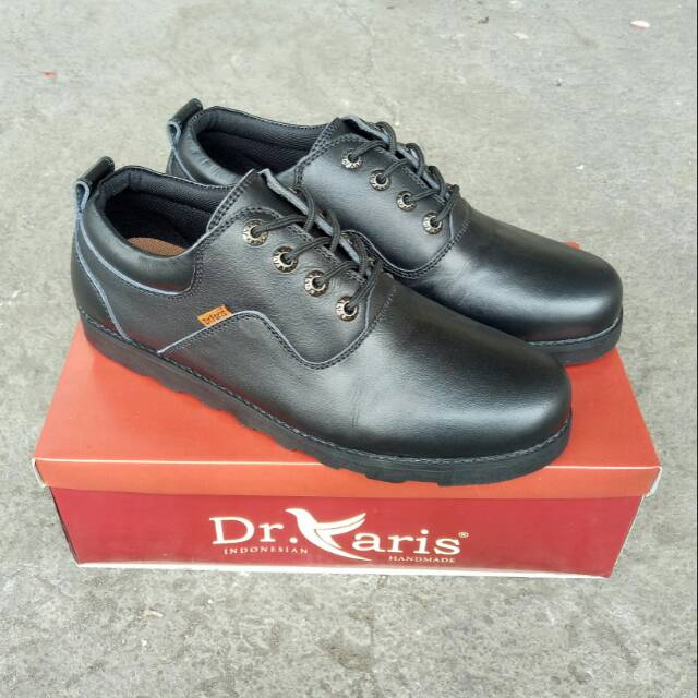 Dr faris original casual low boots 086 sepatu casual kulit pria full black