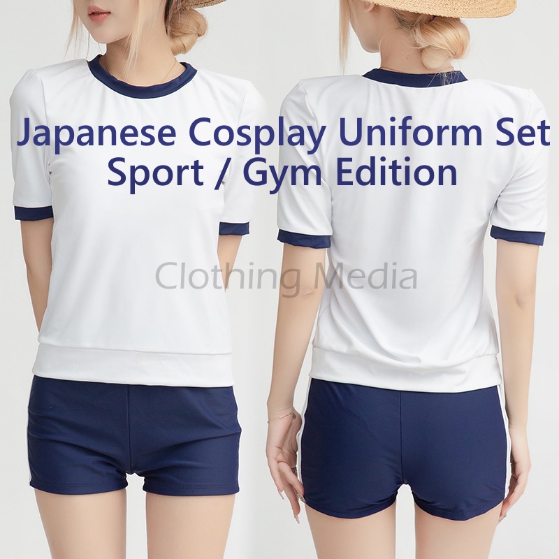 Setelan Cosplay Seragam Sport Gym Jepang Renang Sekolah Baju Celana Pendek Set