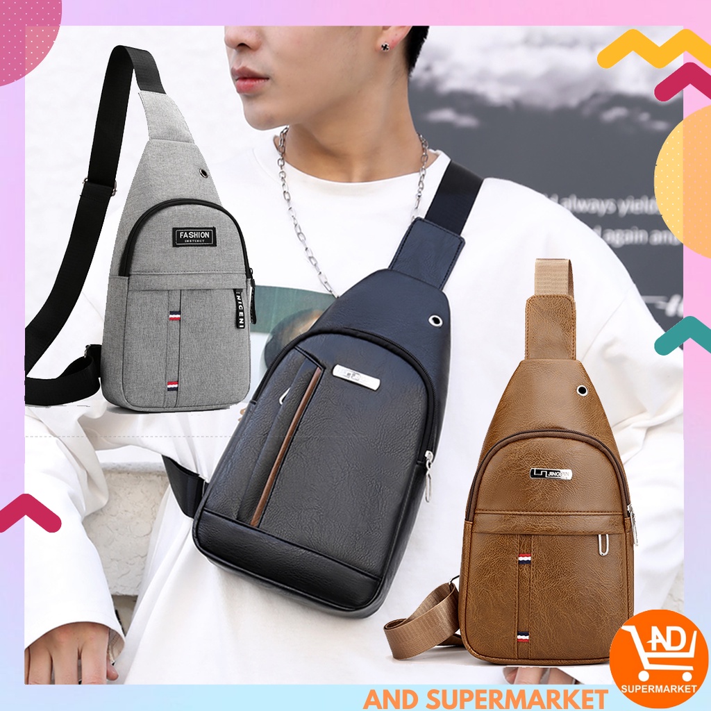 AND T198 TAS SELEMPANG PRIA TAS PUNGGUNG COWOK BAHAN POLYESTER FASHION SLING BAG MEN STYLE