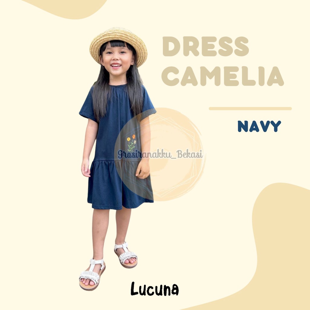 Dress Anak Camelia Lucuna Warna Navy Size 1-5 THN