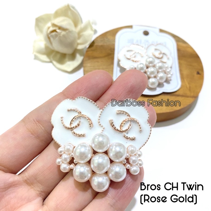 (part 1) Bros Jilbab / Bros Bahu / Bros Dada / Bros Dagu / Bros Kecil / Brooch / Bros Pin / Bros Mewah / Bros Premium / Bros Mutiara / bros button / bros B-CH Twin RoseGold