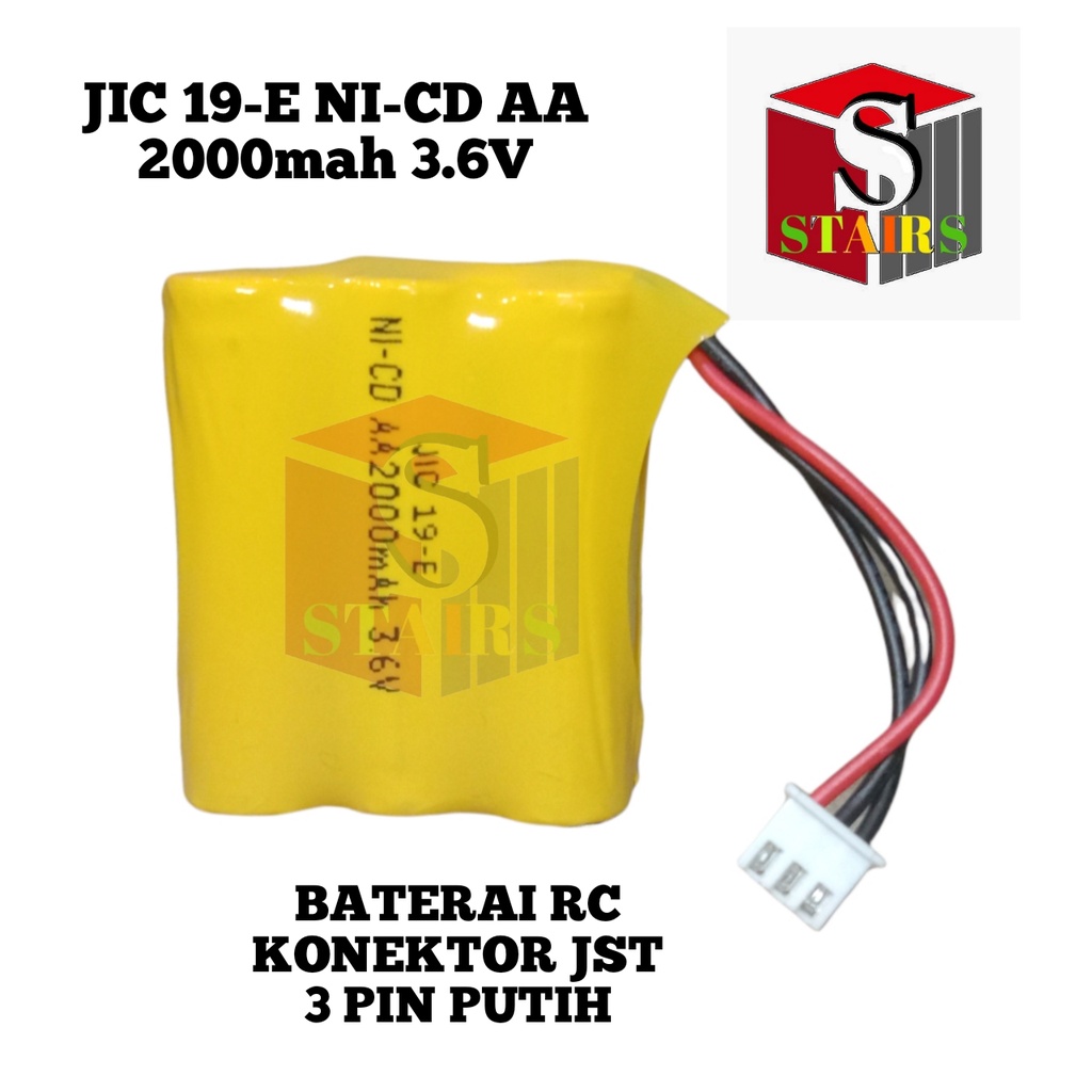 Baterai Remot Control / Batere RC JIC 19-E NI-CD AA 2000mAh 3,6V Konektor JST 3 PIN PUTIH