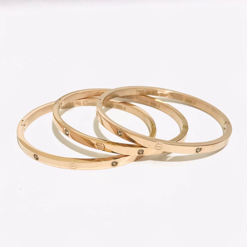 Gelang Set isi  3 Titanium Wanita Lapis Emas Anti Karat Termurah GBT154-46-45