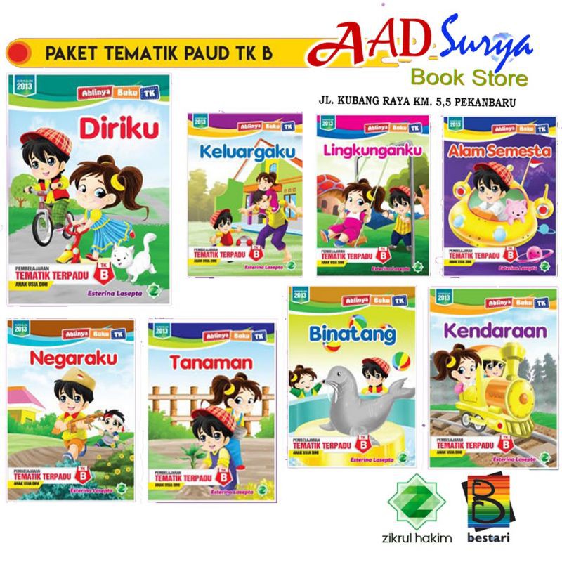 Buku pelajaran - paket tematik 8 buku untuk PAUD/TK/RA - Esterina lasepta - Zikrul hakim bestari