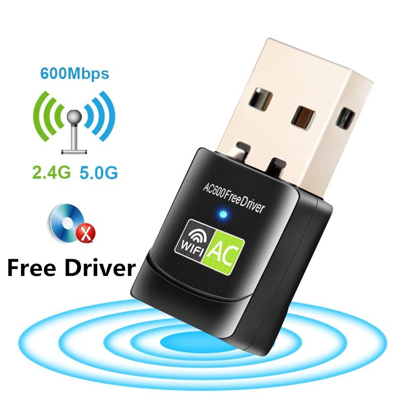 Mini USB WiFi Transmitter Receiver Dongle 802.11ac 600Mbps - WL4 - Black