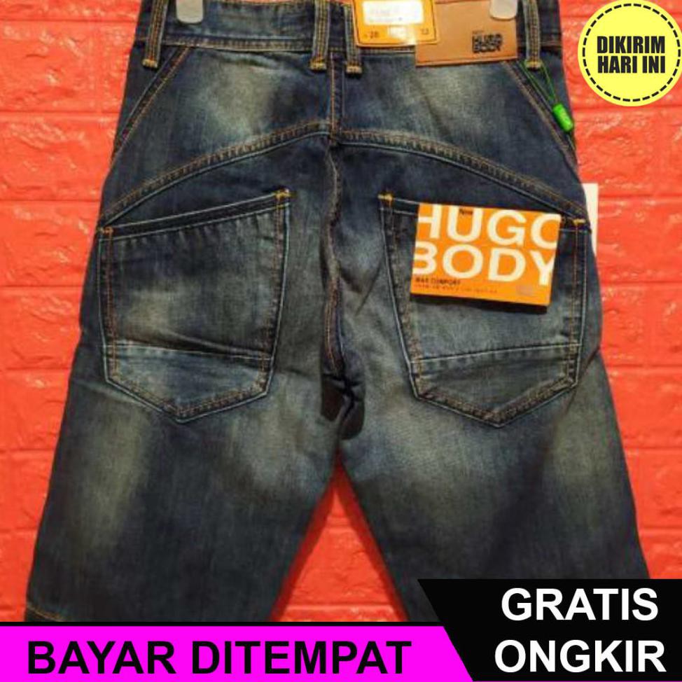 (BAYAR DITEMPAT) HD2145 CELANA JEANS PENDEK  HUGO BODY OBRAL