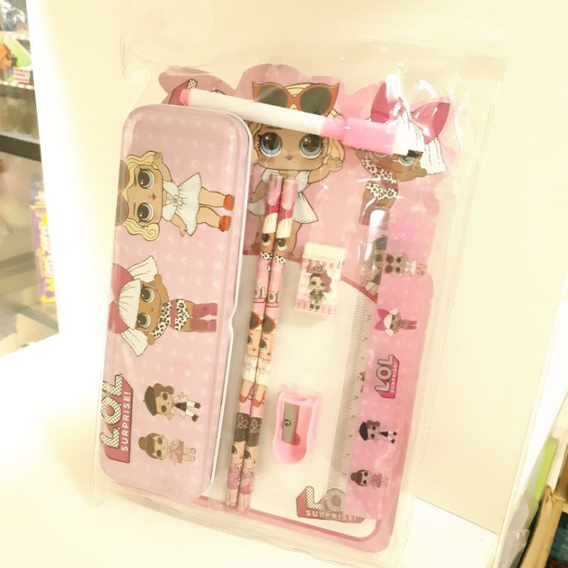 

STATIONERY SET LOL & UNICORN pensil penghapus tempat pensil penggaris pengserut board spidol