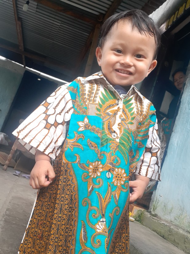Batik Couple Keluarga Sania Ruffle Ori Ndoro Jowi Dnt Motif Seno Abang Putih