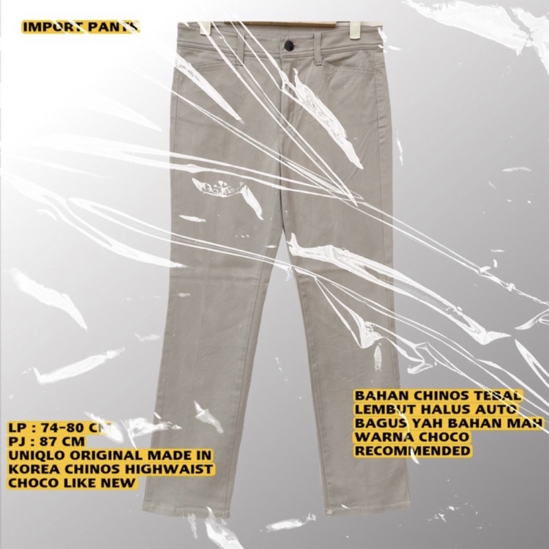 UNIQLO ORIGINAL/UNIQLO CHINO/CHINOS PANTS/UNISEX PANTS/KOREAN PANTS/KOREAN STYLE/HIGHWAIST PANTS CHI
