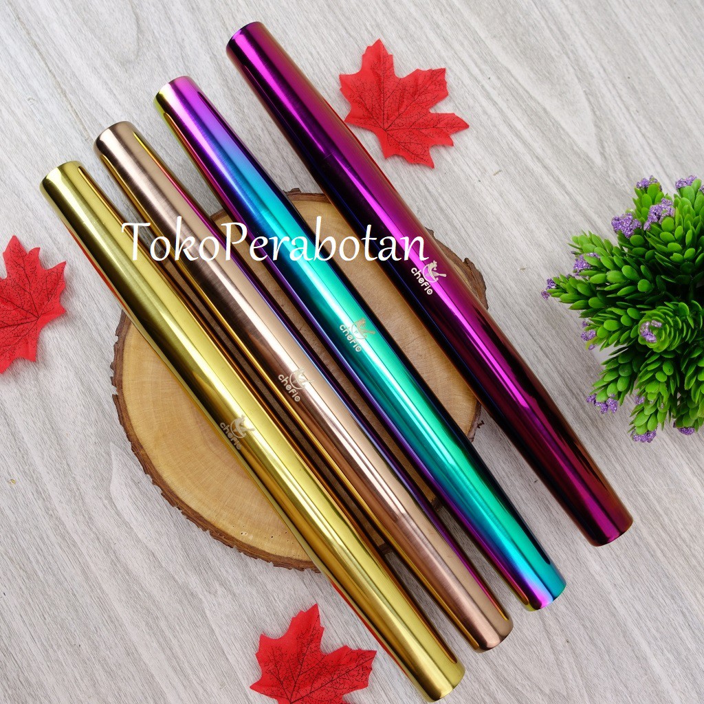 Rolling Pin Stainless Chefio / Alat Penggilas Adonan Roti Donat / Roll
