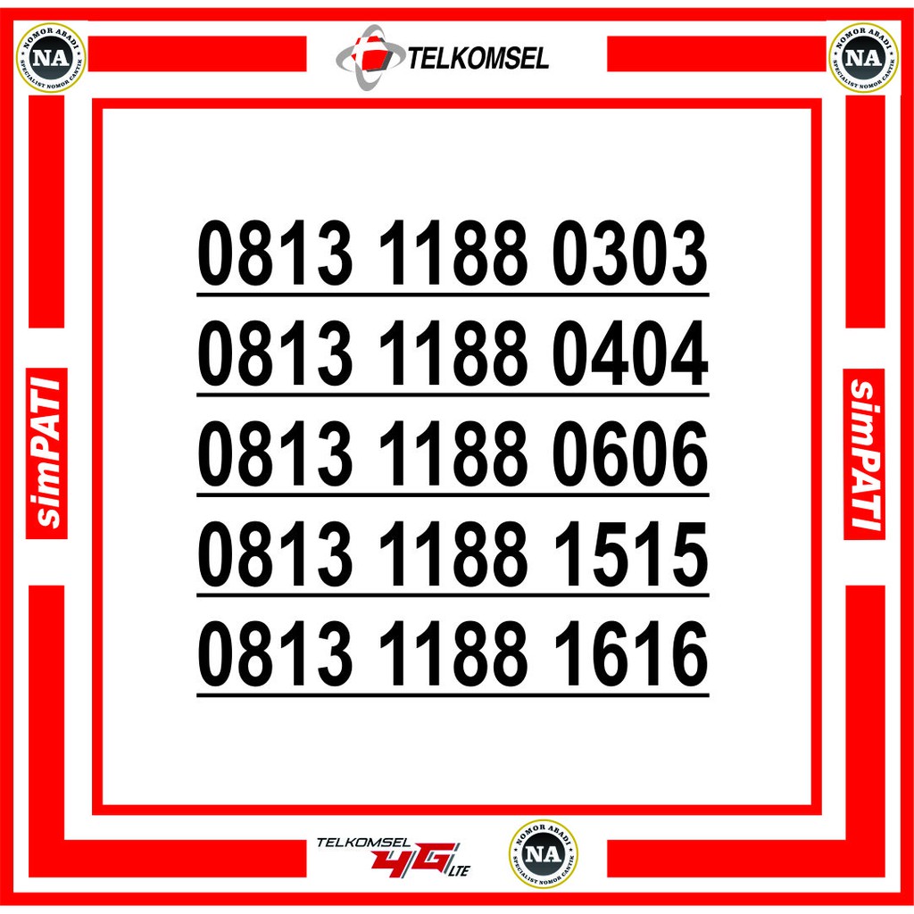 NOMOR CANTIK SIMPATI 4G 0813 1188 XXXX H1000
