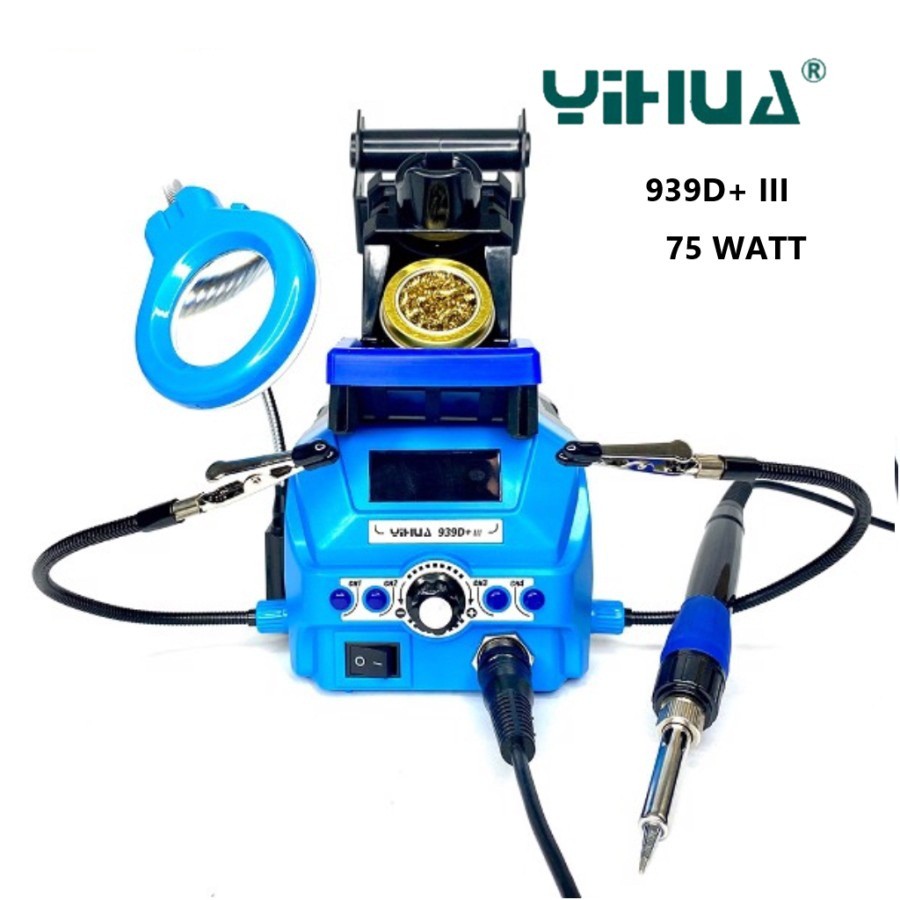 YIHUA New Robot Solder 4 In1 Kaca Pembesar Lampu Penjepit