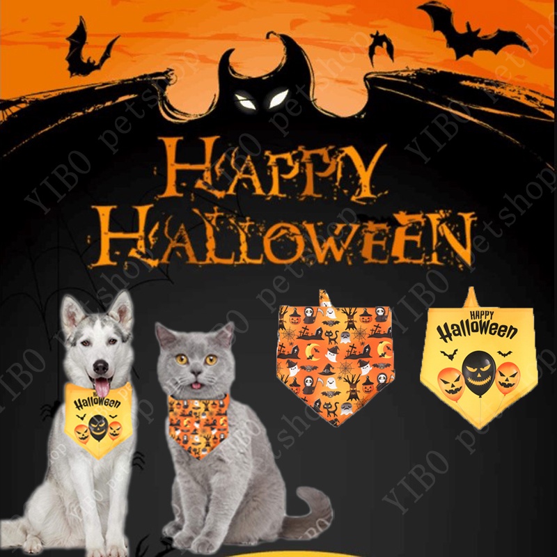 Syal Bandana Anjing / Kucing Peliharaan Bentuk Segitiga Desain Penyihir Untuk Halloween