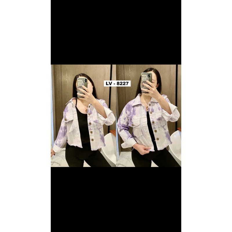 jaket crop lilac