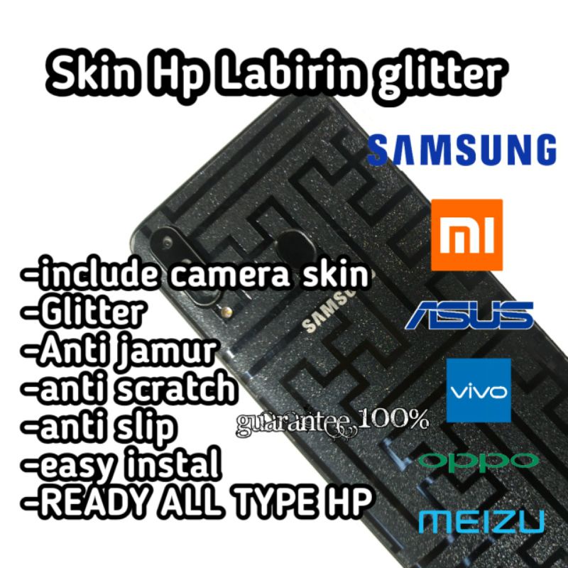 garskin hp + garskin camera  glitter tranparan anti jamur all type all merek ready anti gores belakang hp