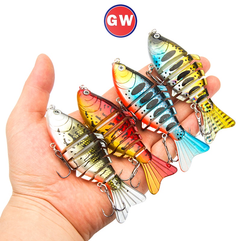 Stainless Steel Fishing Lures 7 Joints 16g / 95mm 10 Colors