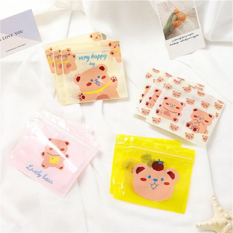 Plastik Pouch Motif Beruang /Plastik Klip Motif Beruang / Plastik Masker Motif Beruang