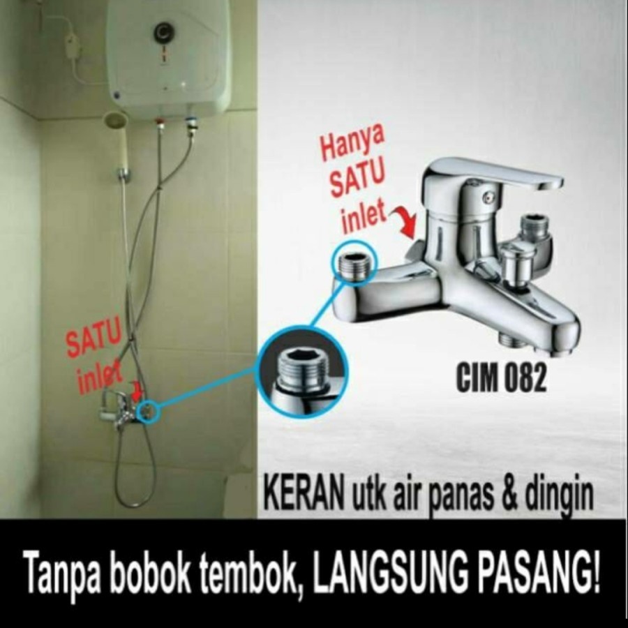 Kran Bathup Cello CIM 082 Kran Panas Dingin Cello CIM 082 Untuk Water Heater Tanpa Bobok Tembok