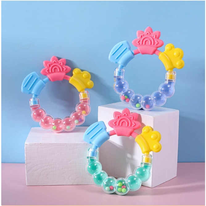 Mainan gigitan bayi/Mainan Rattle Genggam Bayi Gigitan Empeng Buah Plastik Dengan Teether Gelatin/Gigitan bayi teether