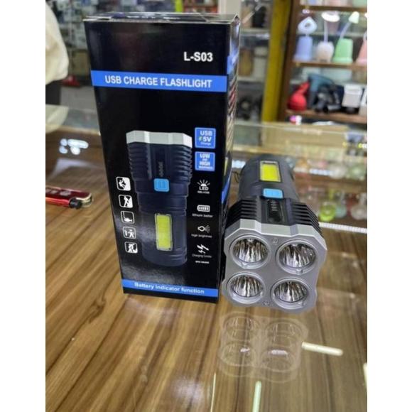 Senter Led 4 Mata 48 W 20 W / Senter Led Chargeable / Senter Cas Led