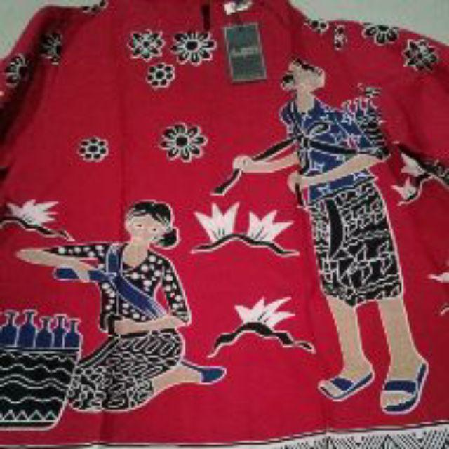Blus Jamu Top Blouse Batik Kerja Wanita Murah Solo Jumputan Handmade Kombinasi Lurik