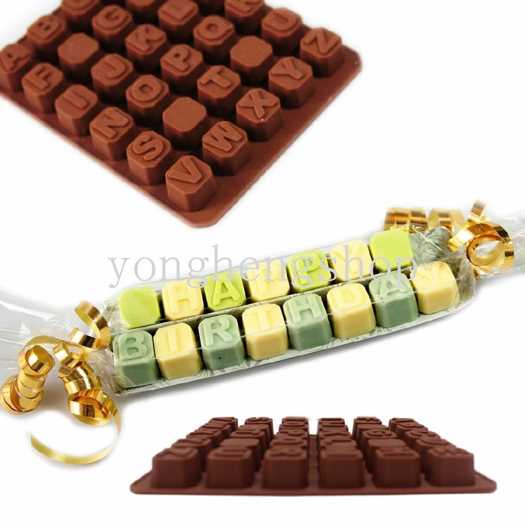 Cetakan Jelly / Cokelat / Kue / Sabun / Es Batu Handmade DIY Bentuk Huruf Besar 3d Bahan Silikon