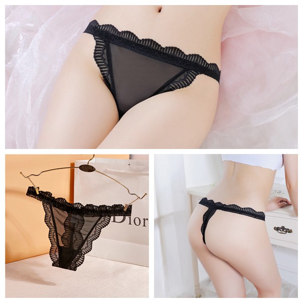 (COD) G String Wanita Sexy Renda Celana Dalam transparan Pakaian Dalam Lace Bawah Segitiga C225