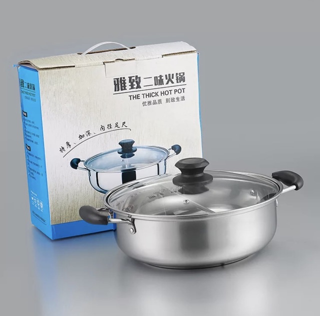 Panci shabu sekat 2 30cm sukiyaki steamboat hot pot stainless tebal