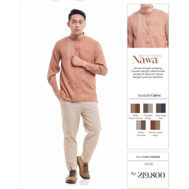 Rabbani Kemko Sarang Nawa Koko Baju Muslim Pria Dewasa Lengan Pendek Sarimbit