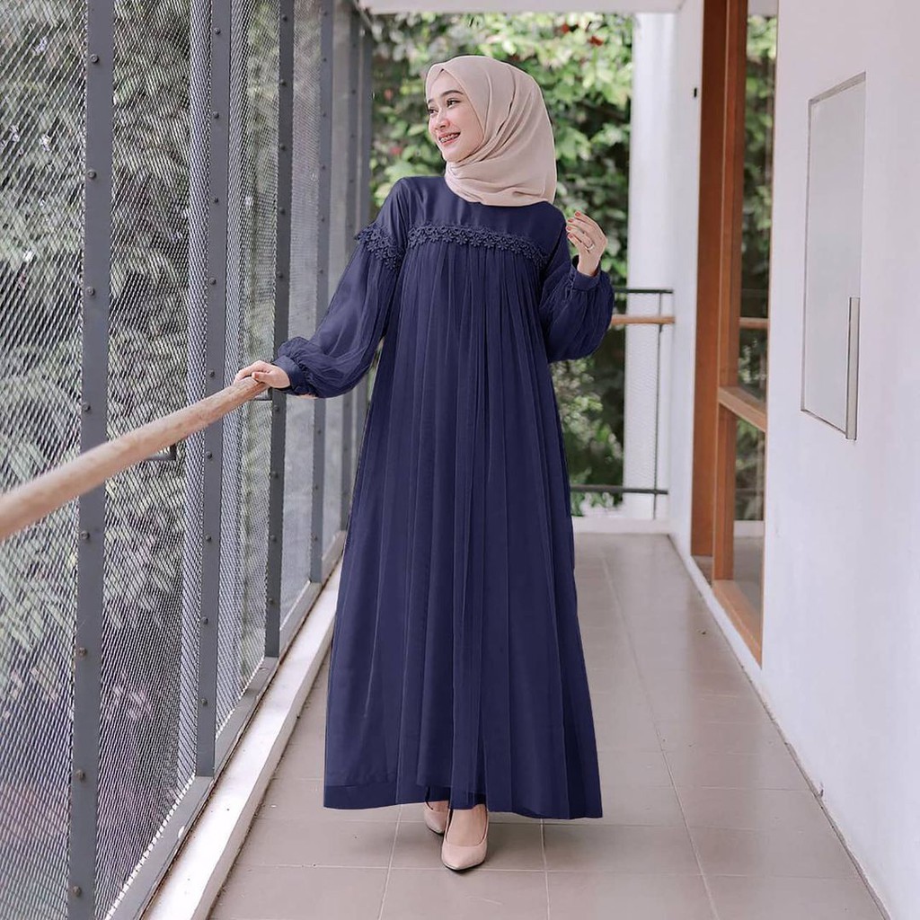 ANGEL MAXI Bahan Moscrepe Pakaina Wanita Gamis Panjang Terusan Gamis Wanita Dress Muslim Terbaru