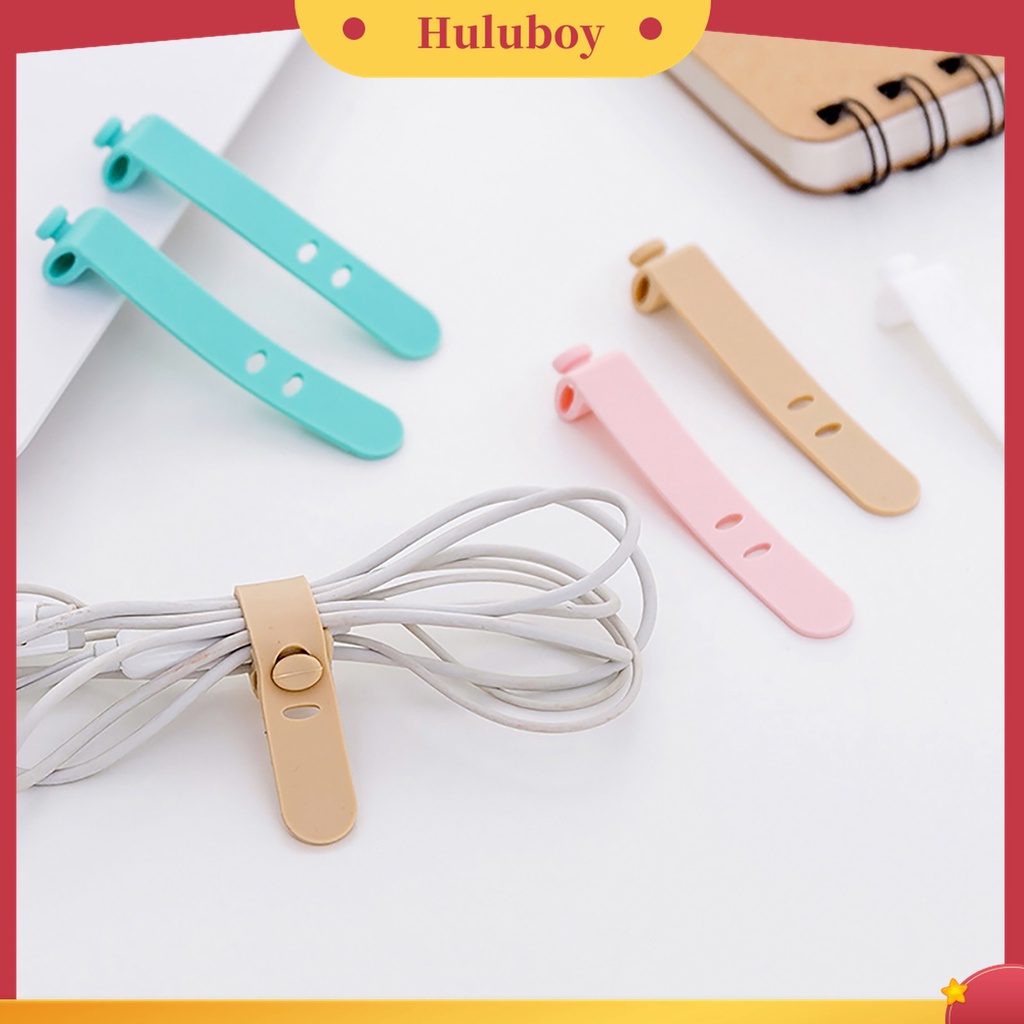 Huluboy 4Pcs / Set Winder Organizer Kabel Charger / Earphone Bahan Silikon Tahan Lama