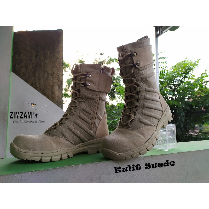 promo sepatu zimzam pdl ninja titan gurun cream TNI POLRI MIlitery safety boots terlaris murah