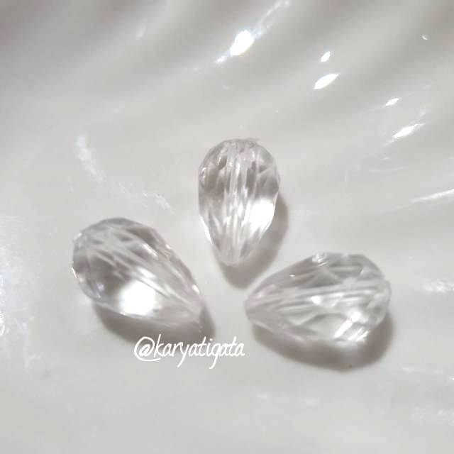 Mote Manik Tetes Segi 10 mm x 15 mm Putih (10 pcs)