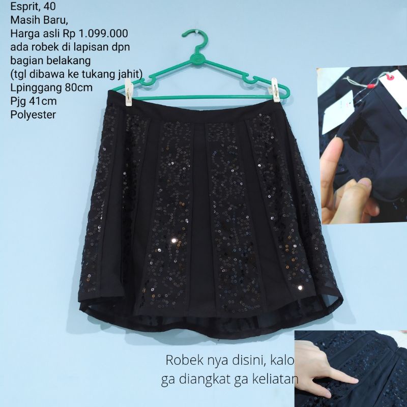 Rok Skirt Sequin Wanita Esprit NEW with defect