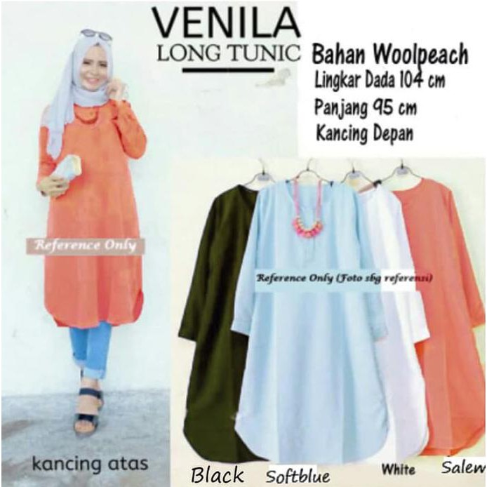 JJGS9 VENILA TUNIK MUSLIM WANITA KEMEJA WANITA PAKAIAN WANITA BLUS MUSLIMI - HITAM EXCLUSIVE