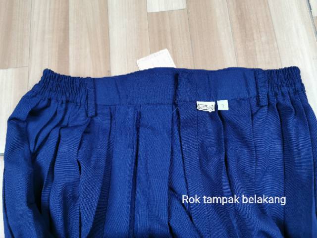 Rok Biru SMP plisir panjang seragam karet saku litton uk 6-12 /rok biru plisket famatex