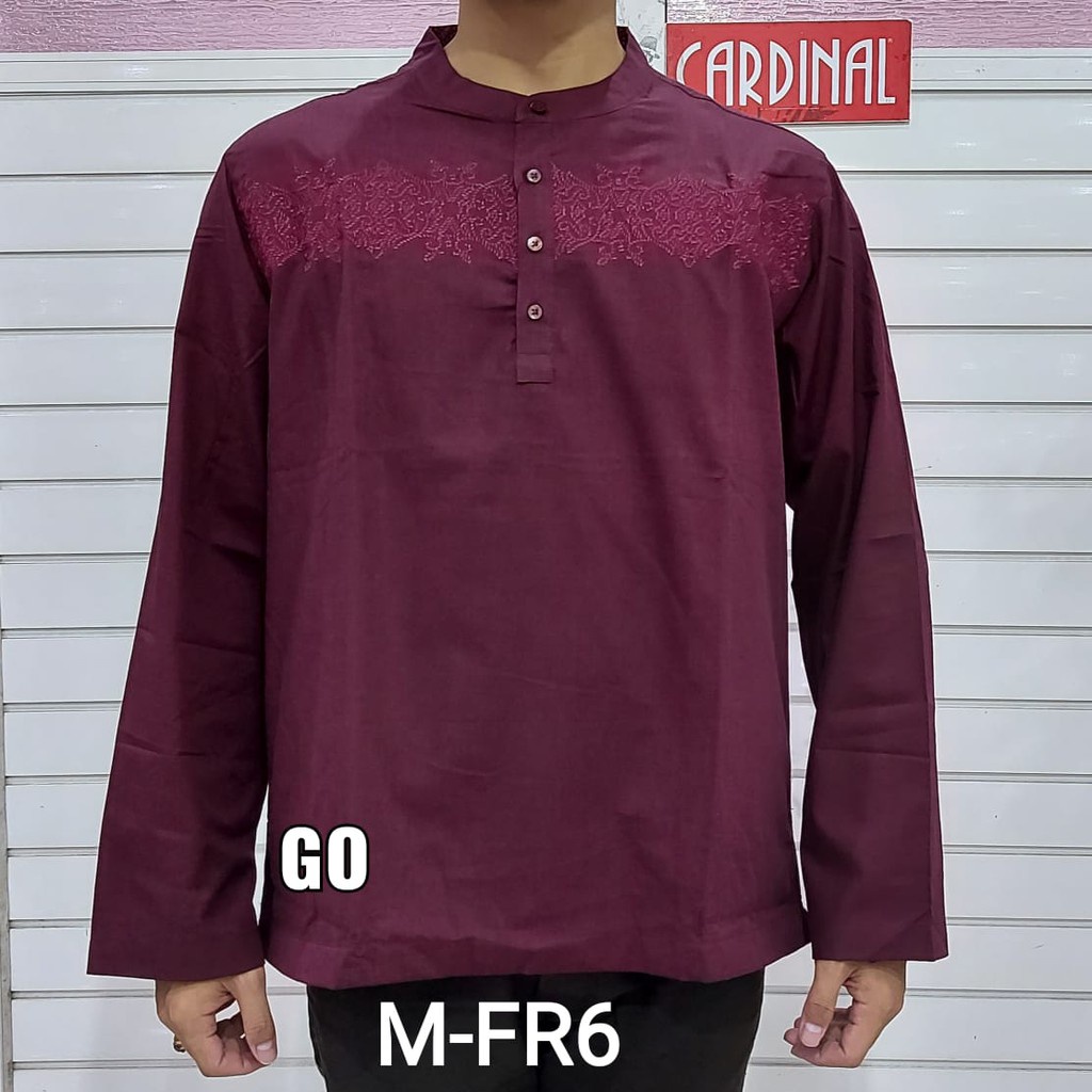 gos SM FR CARDINAL KEMEJA KOKO/TAQWA FORMAL Reguler Baju Muslim Pakaian Pria Muslim Lengan Panjang